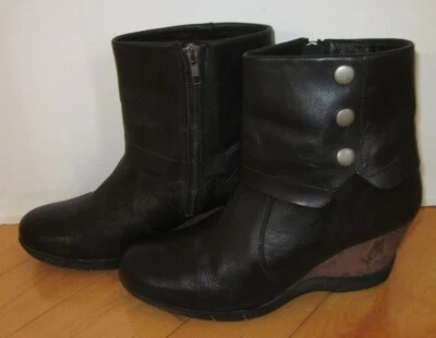 Sanita Wms Botas de Cuña al Tobillo de Cuero Negro Botas Maddox 39 EE. UU. 8 - 8,5 Foto 1 de 4