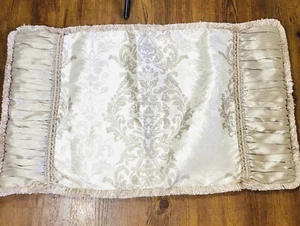 Austin Horn Classics Set 2 King Shams 19” X 35” Fringed Silver And Gold Pleated - Picture 1 of 10