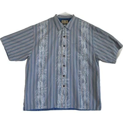 Camisa JAMAICA JAXX Auténtica Estilo Isla 100% Seda Para Hombre Talla XXL Rayas Azules  Foto 1 de 4