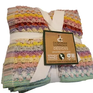 Deborah Connolly Washcloths Towels Bathroom Set of 4 Multicolor Striped - Picture 1 of 2