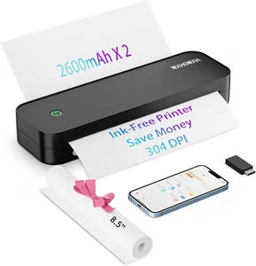 Portable Printers Wireless for Travel,Thermal Bluetooth Inkless Mini Printer Com - Picture 1 of 6