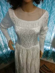 40er-50er Jahre Elfenbein Satin Brokat Brautkleid schlicht und elegant - Bild 1 von 16