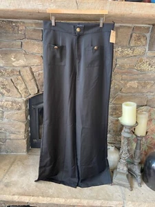 Smak Parlour Black/Gold-Buttoned Wide Leg Pants Retro 50's style sz.XL/14Pinup - Picture 1 of 6
