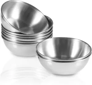 8 Pack 3.2Inch Stainless Steel Sauce Dishes Mini Individual Saucers Bowl roun... - Picture 1 of 12