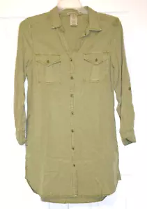 Vestido camisero Philosophy verde militar para mujer S Tencel mangas con lengüeta enrollable bolsillos - Imagen 1 de 20
