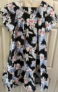 VINTAGE ROYAL CREATIONS HAWAII BLUMEN RÜSCHEN UNTEN KAFTAN KLEID DAMEN GR. XL - Bild 1 von 9