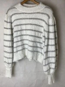 Studio B By Bobeau Womens Cropped Fuzzy Plush Sparkle Sweater Size XL - Picture 1 of 7