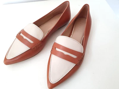 BODEN New Pointed Loafers Shoes - Tan/Ecru Leather - 37/4 RRP £110 - Image 1 of 4