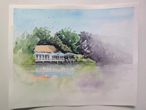 Berlin Lietzensee Bootshaus Stella  Original Aquarell (24x30cm) - Bild 1 von 1