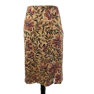 Falda Talbots Talla 16 Marrón Borgoña Floral Elastizada Rodilla Recta Tropical Informal - Imagen 1 de 9