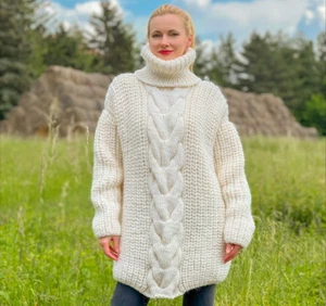 Grober weißer Wollpullover dicker oversized warmer Skipullover XXL Gr. *2,3 KG* - Bild 1 von 10
