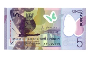 5 DOBRAS UNC POLYMER BANKNOTE FROM ST.TOME AND PRINCIPE 2016 PICK-70 - Picture 1 of 2