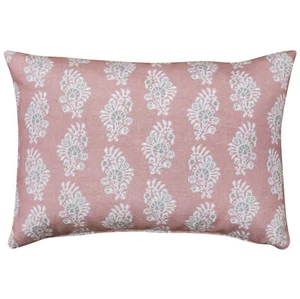 Chatsworth Boudoir Linen-Blend Cushion. Dusky Pink Paisley Design. 17x12" - Picture 1 of 3