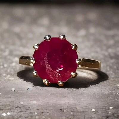 Vintage Platinum Engagement Ring 4.31ct. Natural Burma Round ruby GIA CERT  - Image 1 of 4