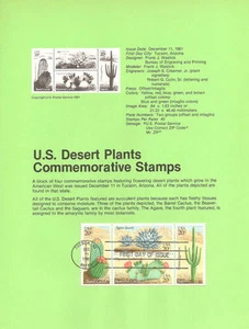 #8135 20c estampillas de plantas del desierto - Scott #1942-1945 página de recuerdos de USPS - Imagen 1 de 1
