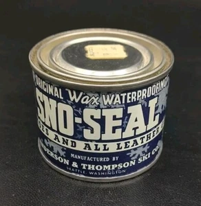 Vtg Early The Original Sno-Seal Waterproof Wax Tin Anderson & Thompson Ski Corp - Picture 1 of 6