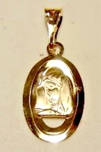 New 14k Gold Oval Frame VIRGIN MARY Pendant - Picture 1 of 2