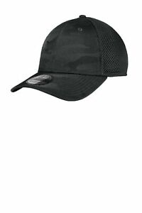 New Era ® Tonal Camo { BLACK Camo } Stretch Tech Mesh NEW NE1091 Hat Fitted Flex