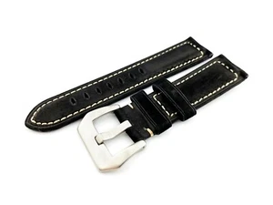 Schwarz Wildleder Leder Armband Band passt PANERAI OFFICINE Uhren 20 22 24 26 mm - Bild 1 von 6