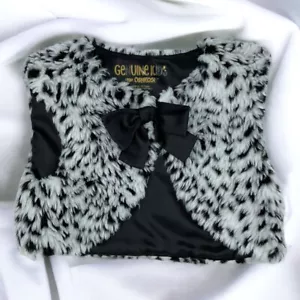 Crop Vest Faux Fur Animal Print 3T Snap Closure Holiday School Christmas - Picture 1 of 4