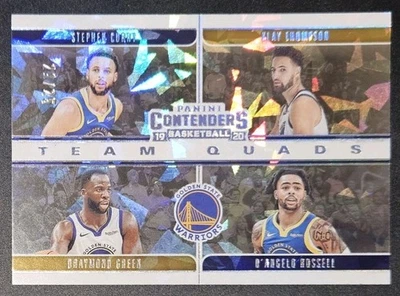 Stephen Curry +3 2019-20 Contenders TEAM QUADS CRACKED ICE PARALLEL #'d 21/25 - Image 1 of 2