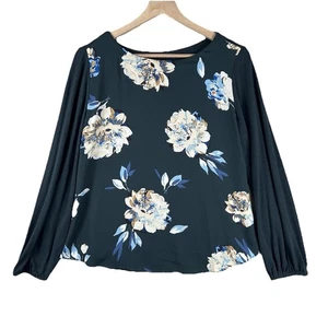 Maurices Women's Shirt Size M Blue Floral Long Sleeve Lightweight Top Blouse - Picture 1 of 11