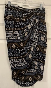 Veronica Beard 100% Seide Rock Gr. 4 schwarz Blumen Sarong Knoten Boho Büro High Lo - Bild 1 von 16
