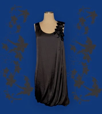 Vestido H&M Negro Sin Mangas Hombro VOLANTES DE PÉTALO Dobladillo Burbuja Para Mujer Talla 12 Foto 1 de 4