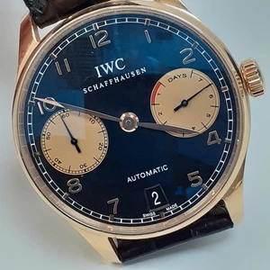 IWC Portuguese 42 mm 18K Rose Gold Automatic Black Power Reserve Watch IW500121 - Picture 1 of 12