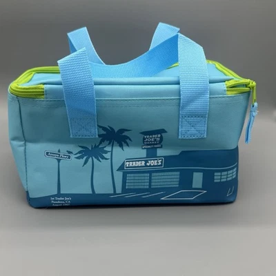 Mini bolsa de almuerzo aislada Trader Joe's azul verde 1,5 galones refrigerador bolsa limitada Foto 1 de 4