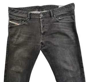 Diesel Jeans Herren 36x29 Schwarz Belther Slim Tapered Stretch Button Fly Whiskering - Bild 1 von 16