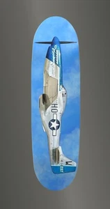 P 51 Mustang Fighter Airplane Skateboard Deck With Wall Hanging Kit - Picture 1 of 4