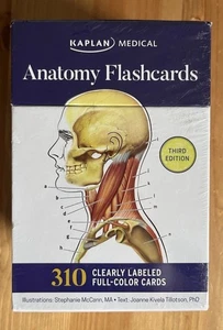 New Kaplan Medical Anatomy Flashcards 3rd Edition 310 Labeled Full Color Cards  - Picture 1 of 5