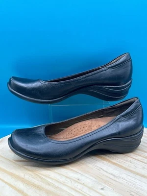 Zapatos planos de ballet Soft Style by Hush Puppies para mujer talla 7,5 M cuero negro sin cordones Foto 1 de 4