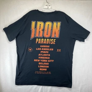 Under Armour Project Rock T Shirt Mens XL Black Iron Paradise Tour Stretch Gym - Picture 1 of 17