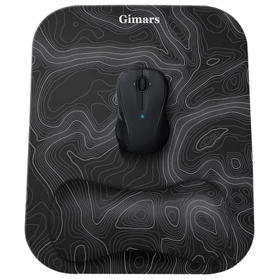 Topographic Map Pattern Mouse Pad With Wrist Rest Ergonomic Design 11X8.3 Inches - Image 1 of 4
