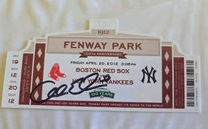 2012 Fenway Park 100 Anniversary Ticket Red Sox  4/20/12 Signed Alan Embree  - Picture 1 of 2