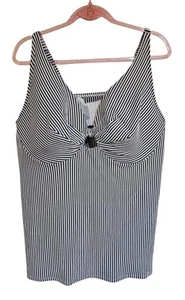 Swim By Cacique Womens Navy Stripe Underwire Tankini Top 46DD - Picture 1 of 3