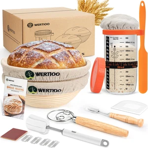 Suministros para hornear pan de masa madre, kit de inicio de masa madre, 2 banneton redondo de 9 pulgadas - Imagen 1 de 14