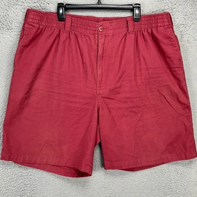 Harbor Bay HB Mens Khakis Shorts 1XL Red Coral Chino Stretch Waistband Pocket - Image 1 of 4