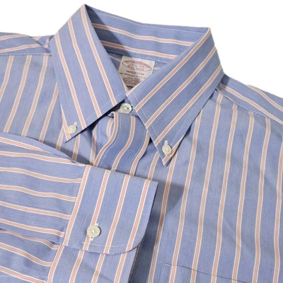 Camisa de vestir Brooks Bros azul para hombre M Madison sin hierro usada en excelente estado Oxford 15.5 34 Supima Foto 1 de 4