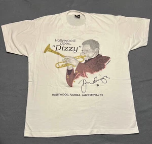 Rare Vintage 1991 Music Tee Dizzy Gillespie Hollywood Sz L Single Stitch T Shirt - Afbeelding 1 van 18