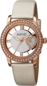 August Steiner AS8176WTR Data Cinturino Bianco Cristallo Accented Rosa Da Watch - Foto 1 di 5