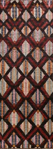 Luxury Hand-Knotted Abstract Moroccan Wool Runner Rugs for Hallway 3x13 ft - Picture 1 of 18