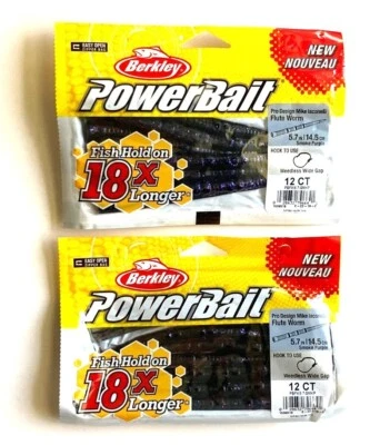 2 PAQUETES Berkley PowerBait Flauta Gusano 5.7 pulgadas Púrpura Humo 12 unidades Diseño Pro Foto 1 de 4