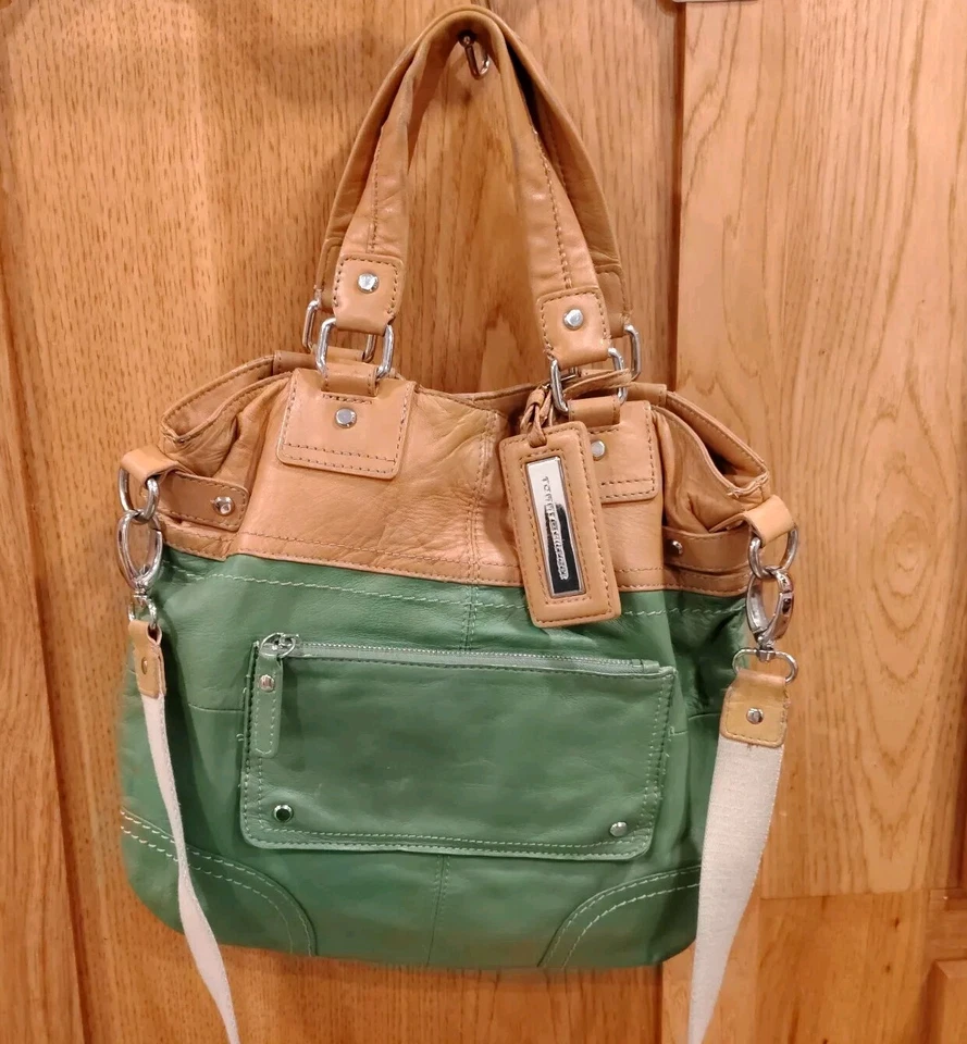 Tommy Hilfiger Suave Verde Tostado Cuero Fino Bandolera Bolso Cartera Bolso B42 Foto 1 de 4
