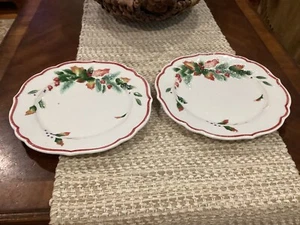 Fitz and Floyd Winter Holiday Pr of 9 3/4" Christmas Accent Plates EUC - Picture 1 of 3