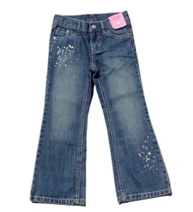 Gymboree Flower Showers Denim Pants Adjustable Paint Splatter Pants Sz 5 NWT - Picture 1 of 5