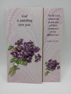 1995 Creative Horizons God Is Watching Over You Greeting Card Purple Flowers - Picture 1 of 3