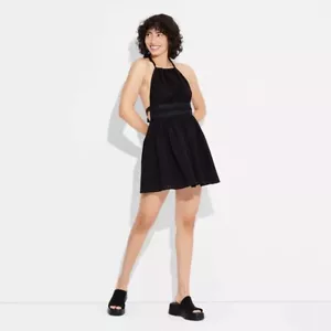 Women's WILD FABLE Target Tie Back Mini Fit & Flare Dress SZ XXS Black Minimalis - Picture 1 of 14